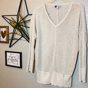 Sheer V Neck Sweater Gold